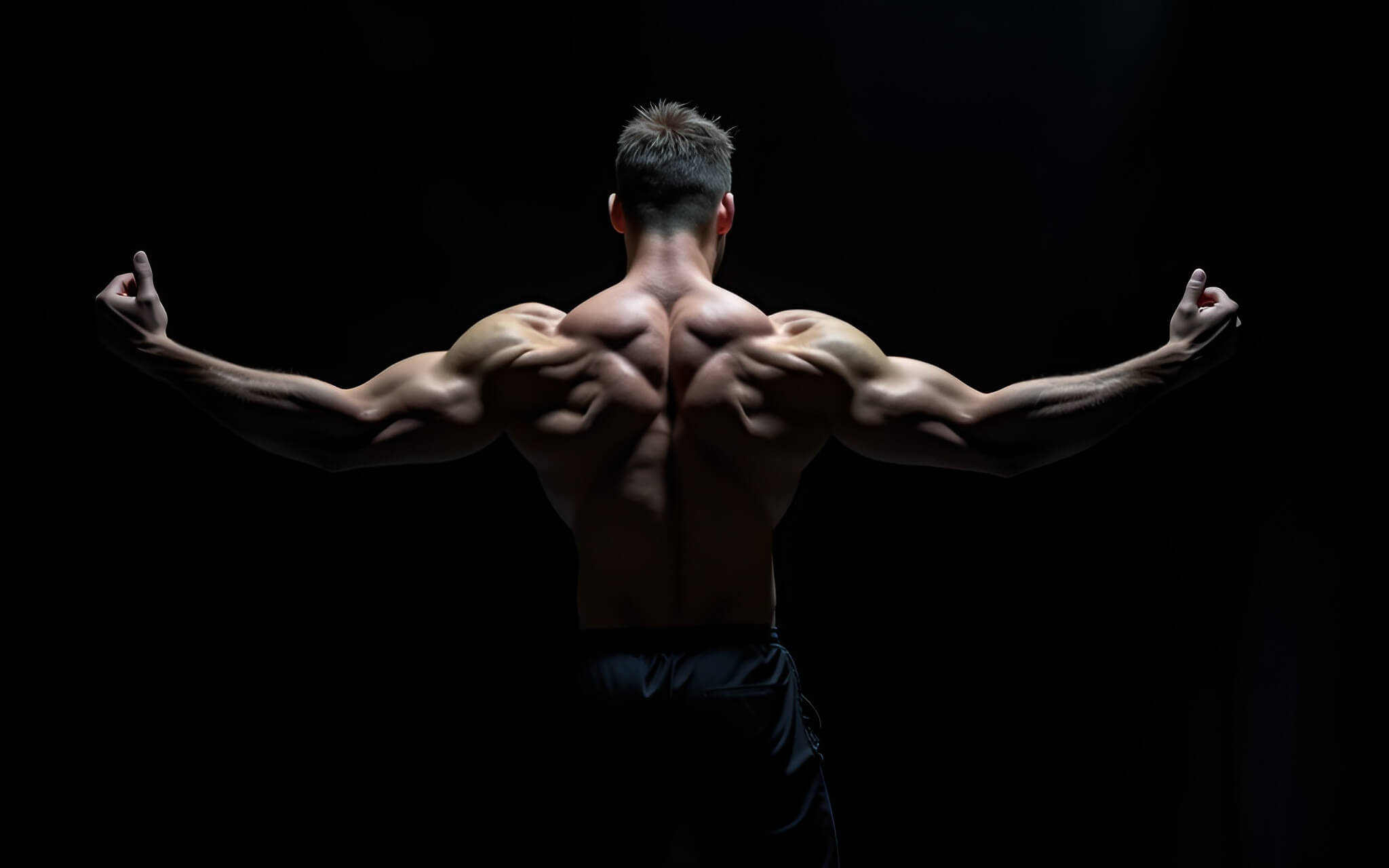 Bodybuilder with arms outstretched