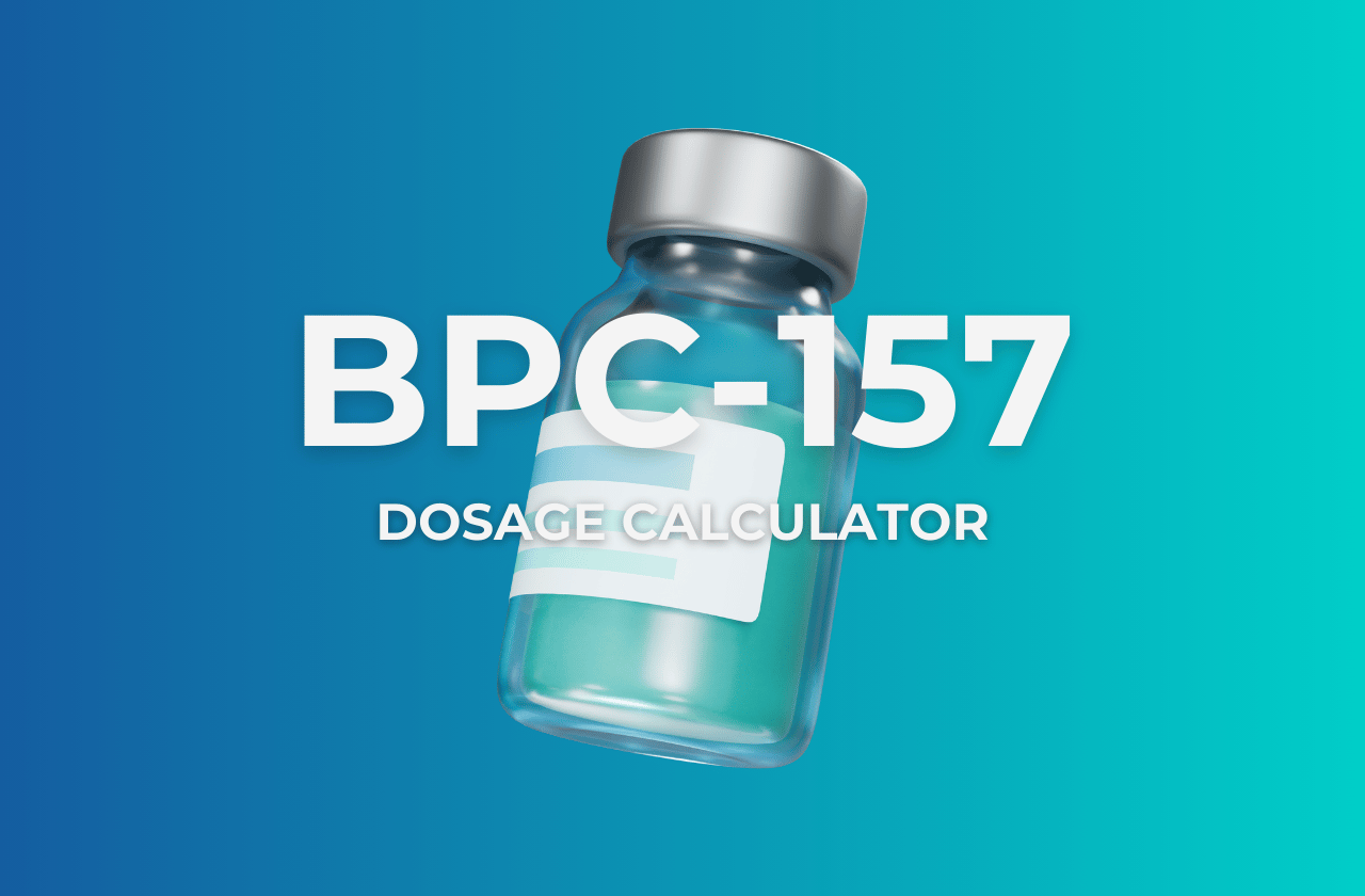 Featured image showing "BPC-157 Dosage Calculator" with a 3D vial