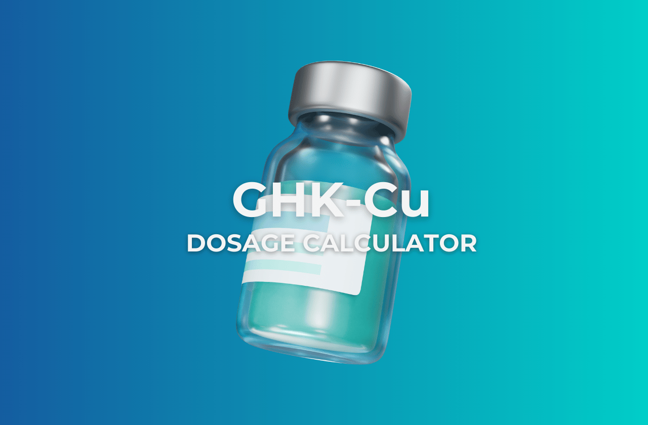 Featured image showing "GHK-Cu Dosage Calculator" text with a 3D vial