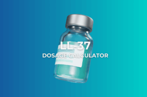 Featured image showing "LL-37 Dosage Calculator" text with a 3D vial