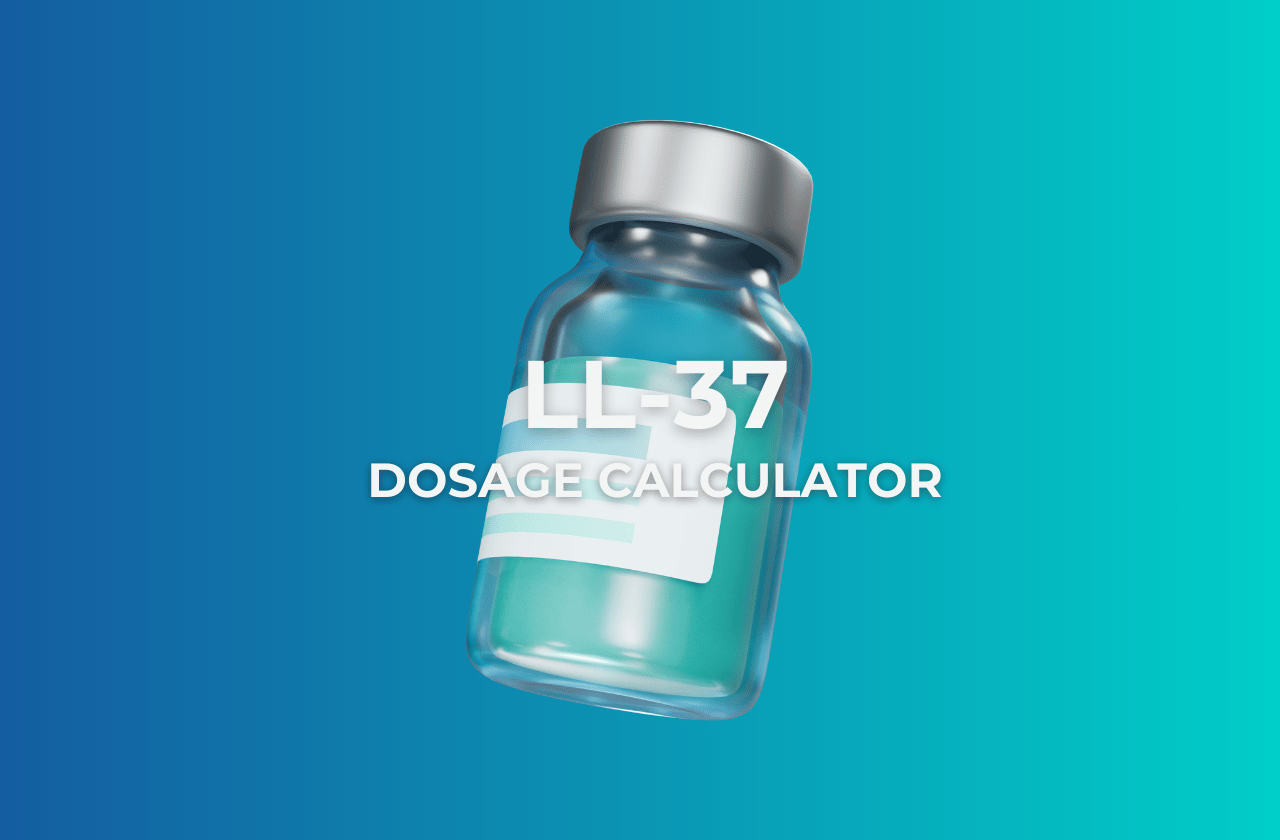 Featured image showing "LL-37 Dosage Calculator" text with a 3D vial