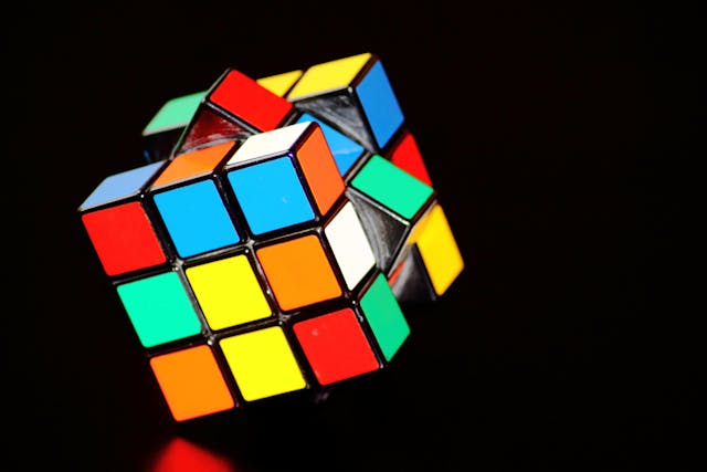 Rubiks cube on black background