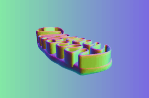 A 3D image of mitochondria against a gradient background